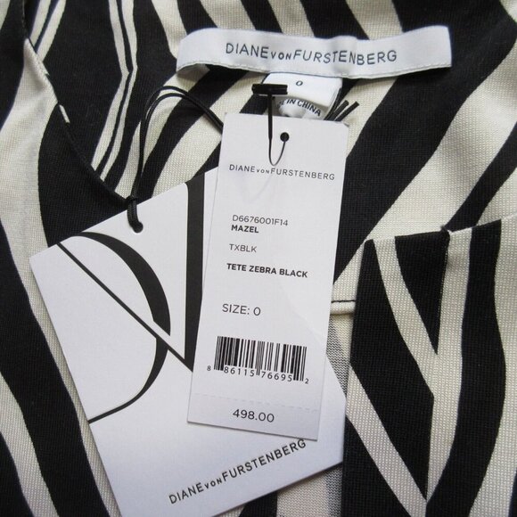 NWT Diane Von Furstenberg DVF Mazel in Zebra Black Silk Jersey Maxi Dress 0 - Picture 3 of 9